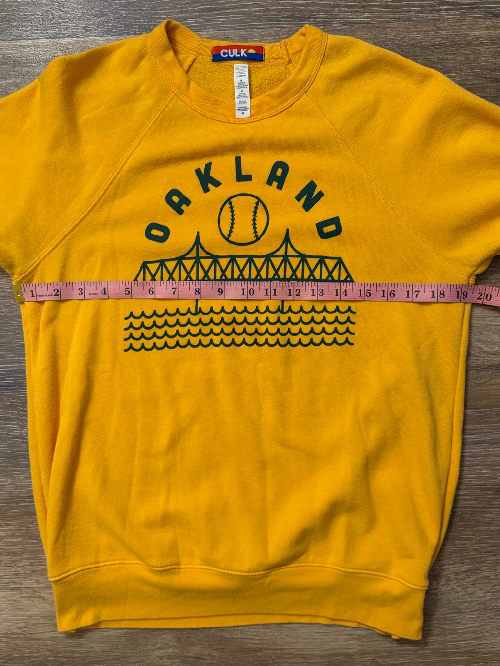 Culk Oakland A’s Gold Green Baseball Bay Bridge Raglan Sweatshirt M Gameday Wear — image 4 of 7